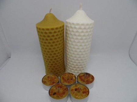Zestaw dwóch świec trójwymiarowych świeca z wosku sojowego i pszczelego w kształcie WIEŻY 