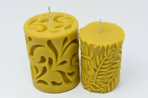 Zestaw dwóch świec z wosku pszczelego flora liście